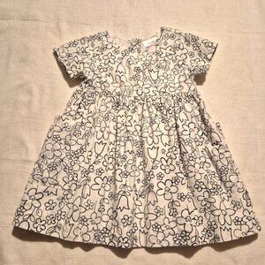 Hanna Andersson girls size 100 or 4 black and white tulip flower lined dress EUC